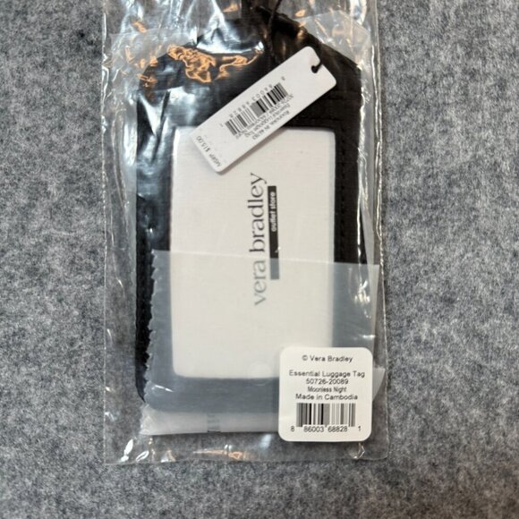 Vera Bradley Outlet Essential Luggage Tag Moonless Night Black Ripstop ID Window - Picture 3 of 5